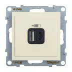 SUNO Зарядное устройство USB 2 выхода Тип А - Тип С Цвет "Слоновая кость" | 721230 | Legrand