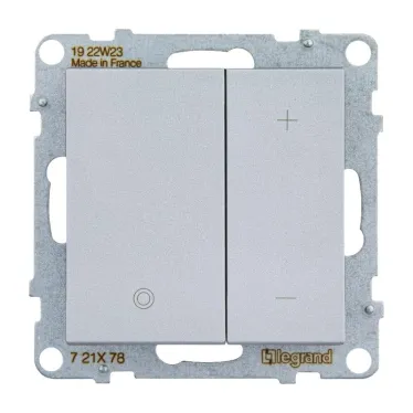 SUNO Светорегулятор кнопочный универсальный 400Вт без нейтрали. Цвет "Алюминий" | 721378 | Legrand