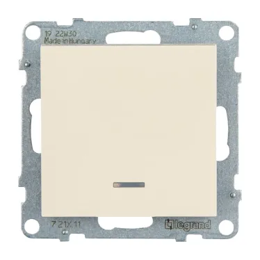 SUNO Выключатель 10АХ 250В с подсветкой/индикацией. Безвинтовые зажимы. Цвет "Слоновая кость" | 721211 | Legrand