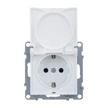 SUNO Силовая розетка 2К+З 16А 250В. С крышкой IP21. С защитными шторками. Безвинтовые зажимы Цвет "Белый" | 721127 | Legrand