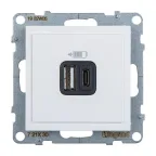 SUNO Зарядное устройство USB 2 выхода Тип А - Тип С Цвет "Белый" | 721130 | Legrand