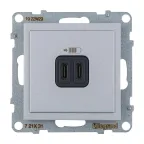 SUNO Зарядное устройство USB 2 выхода Тип С - Тип С Цвет "Алюминий" | 721331 | Legrand