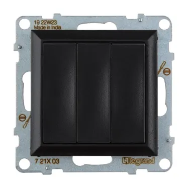 SUNO Выключатель трехклавишный 20АХ 250В. Винтовые зажимы. Цвет "Антрацит" | 721403 | Legrand