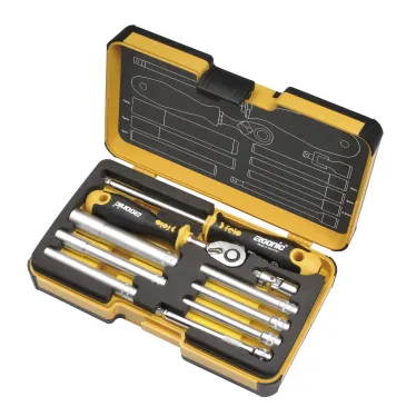 Набор стержней M-TEC с трещоткой и отверткой 1/4'' ERGONIC в кейсе, 10 шт