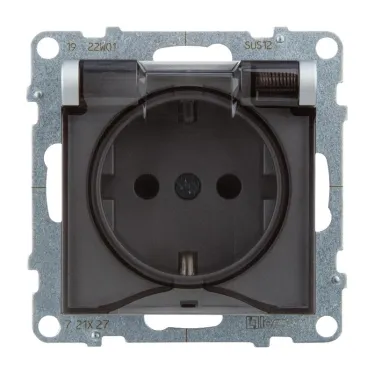 SUNO Силовая розетка 2К+З 16А 250В. С крышкой IP21. С защитными шторками. Безвинтовые зажимы Цвет "Алюминий" | 721327 | Legrand