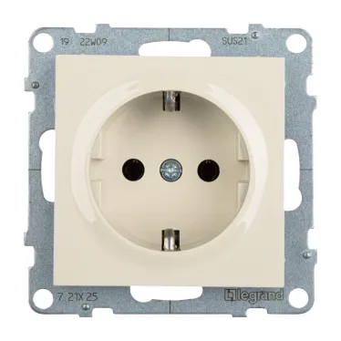 SUNO Силовая розетка 2К+З 16А 250В.Винтовые зажимы. Цвет "Слоновая кость" | 721225 | Legrand