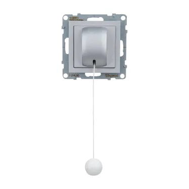 SUNO Выключатель кнопочный 6А 250В со шнуром. Безвинтовые зажимы. Цвет "Алюминий" | 721300 | Legrand