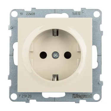 SUNO Силовая розетка 2К+З 16А 250В с защитными шторками.Безвинтовые зажимы. Цвет "Слоновая кость" | 721220 | Legrand