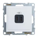 SUNO Зарядное устройство USB 2 выхода Тип С - Тип С Цвет "Белый" | 721131 | Legrand