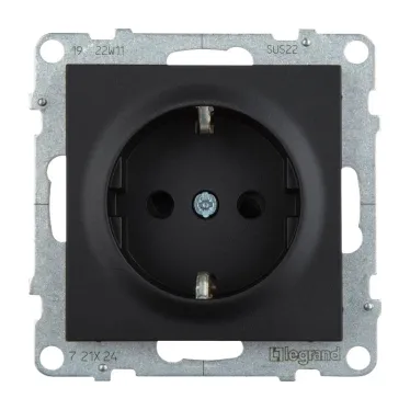 SUNO Силовая розетка 2К+З 16А 250В с защитными шторками. Винтовые зажимы. Цвет "Антрацит" | 721424 | Legrand