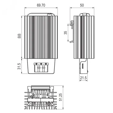 Обогреватель в чёрном алюминиевом корпусе 100 Вт, 110…240 В AC/DC