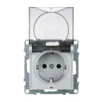 SUNO Силовая розетка 2К+З 16А 250В. С крышкой IP21. С защитными шторками. Безвинтовые зажимы Цвет "Алюминий" | 721327 | Legrand