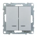 SUNO Переключатель двухклавишный 10АХ 250В с подсветкой. Цвет "Алюминий" | 721318 | Legrand