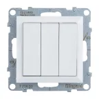 SUNO Выключатель трехклавишный 20АХ 250В. Винтовые зажимы. Цвет "Белый" | 721103 | Legrand