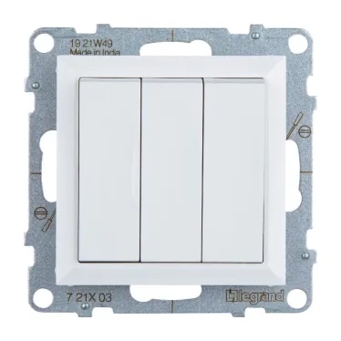 SUNO Выключатель трехклавишный 20АХ 250В. Винтовые зажимы. Цвет "Белый" | 721103 | Legrand