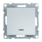 SUNO Выключатель 10АХ 250В с подсветкой/индикацией. Безвинтовые зажимы. Цвет "Алюминий" | 721311 | Legrand
