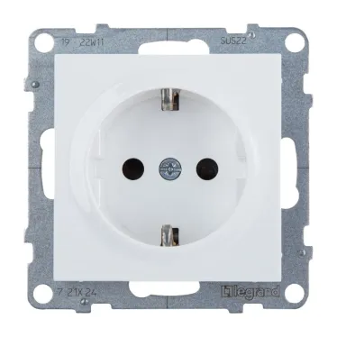 SUNO Силовая розетка 2К+З 16А 250В с защитными шторками. Винтовые зажимы. Цвет "Белый" | 721124 | Legrand