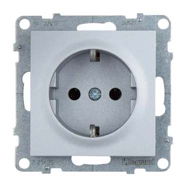 SUNO Силовая розетка 2К+З 16А 250В.Винтовые зажимы. Цвет "Алюминий" | 721325 | Legrand