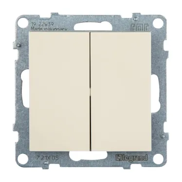 SUNO Выключатель двухклавишный 10А 250В. Безвинтовые зажимы. Цвет "Слоновая кость" | 721205 | Legrand