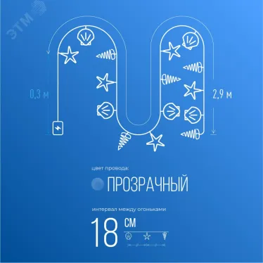 Гирлянда Морская 20LED синяя