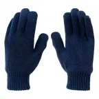 Перчатки трикотажные, акрил, двойные, цвет:синий,двойная манжета,