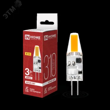 Лампа светодиодная LED-JC-COB 3Вт 12В G4 4000К 310Лм IN HOME