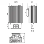 Обогреватель в чёрном алюминиевом корпусе 75 Вт, 12 В DC