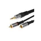 Аудио кабель 3.5 мм - 2 RCA, 3 м, GOLD-металл