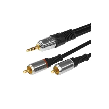 Аудио кабель 3.5 мм - 2 RCA, 3 м, GOLD-металл