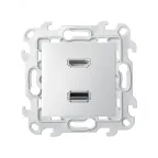                  Розетка HDMI v1.4 + USB 2.0 для передачи данных цвета алюминий S24 Harmonie
               