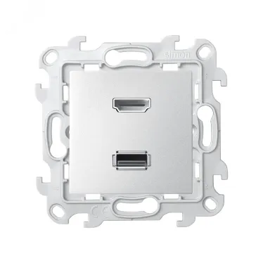 Розетка HDMI v1.4 + USB 2.0 для передачи данных цвета алюминий S24 Harmonie