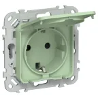 FLITE Розетка с заземлением со шторками с крышкой. 16А IP44 РСшкр11-0-44-ФлФ фисташковый | FI-R16-16-44-K93 | IEK