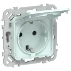 FLITE Розетка с заземлением со шторками с крышкой. 16А IP44 РСшкр11-0-44-ФлХЛ холодный лед | FI-R16-16-44-K94 | IEK