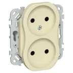 FLITE Розетка 2-ая без заземления без шторок б/к 10А РС02-1-ФлН навахо | FI-R20-10-1-K87 | IEK