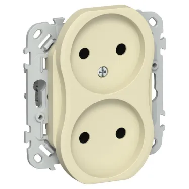 FLITE Розетка 2-ая без заземления без шторок б/к 10А РС02-1-ФлН навахо | FI-R20-10-1-K87 | IEK