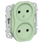 FLITE Розетка 2-ая без заземления без шторок б/к 10А РС02-1-ФлФ фисташковый | FI-R20-10-1-K93 | IEK