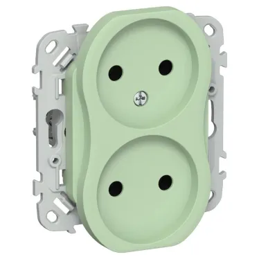 FLITE Розетка 2-ая без заземления без шторок б/к 10А РС02-1-ФлФ фисташковый | FI-R20-10-1-K93 | IEK