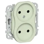 FLITE Розетка 2-ая без заземления без шторок б/к 10А РС02-1-ФлП панг | FI-R20-10-1-K92 | IEK