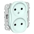 FLITE Розетка 2-ая без заземления без шторок б/к 10А РС02-1-ФлХЛ холодный лед | FI-R20-10-1-K94 | IEK