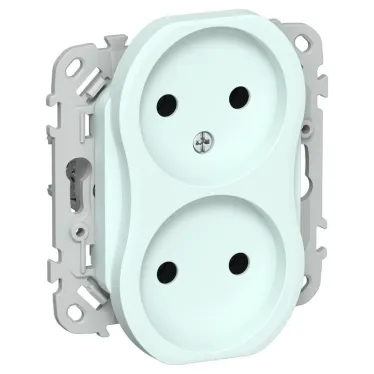 FLITE Розетка 2-ая без заземления без шторок б/к 10А РС02-1-ФлХЛ холодный лед | FI-R20-10-1-K94 | IEK