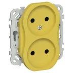 FLITE Розетка 2-ая без заземления без шторок б/к 10А РС02-1-ФлЖК желтый карри | FI-R20-10-1-K44 | IEK