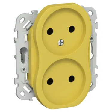 FLITE Розетка 2-ая без заземления без шторок б/к 10А РС02-1-ФлЖК желтый карри | FI-R20-10-1-K44 | IEK