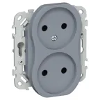 FLITE Розетка 2-ая без заземления без шторок б/к 10А РС02-1-ФлМ маренго | FI-R20-10-1-K35 | IEK