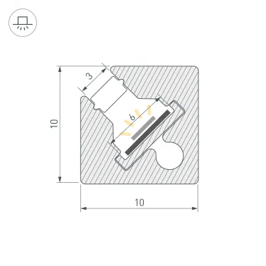 Профиль c экраном SL-KANT-H10-SQUARE-2000 CHAMPAGNE GOLD Алюминий+пластик
