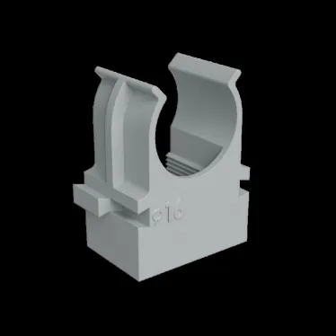 Крепеж-клипса для труб прямой монтаж D16 мм, серая (упак. 100 шт) | KM-KKPM-16 | КМ - профиль