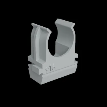 Крепеж-клипса для пластиковых труб D16 мм, серая (упак. 100 шт) | KM-KK-16 | КМ - профиль