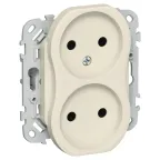 FLITE Розетка 2-ая без заземления без шторок б/к 10А РС02-1-ФлСл сливочный | FI-R20-10-1-K86 | IEK