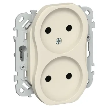 FLITE Розетка 2-ая без заземления без шторок б/к 10А РС02-1-ФлСл сливочный | FI-R20-10-1-K86 | IEK
