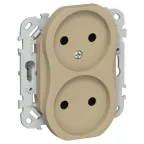 FLITE Розетка 2-ая без заземления без шторок б/к 10А РС02-1-ФлХ хаки | FI-R20-10-1-K59 | IEK