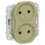 FLITE Розетка 2-ая без заземления без шторок б/к 10А РС02-1-ФлО оливковый | FI-R20-10-1-K26 | IEK